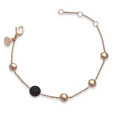 Bracelet Boule de Neige Diamants Noirs en Or rose