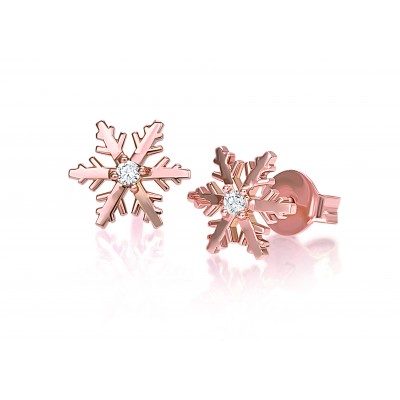 Boucles d'Oreilles Flocon d'Amour Diamants 0.06ct en Or rose