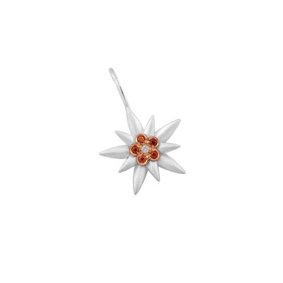 Pendentif Edelweiss Or 0.50gr Argent 0.90gr Diamant 0.02ct Citrines 0.07ct