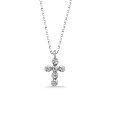 Collier croix Diamants 0.08ct en Or blanc