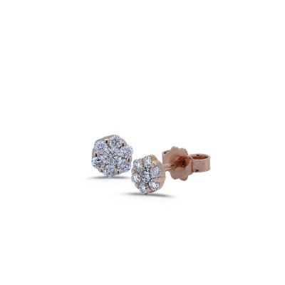 Boucles d'Oreilles pavage Diamants 0.26ct en Or rose