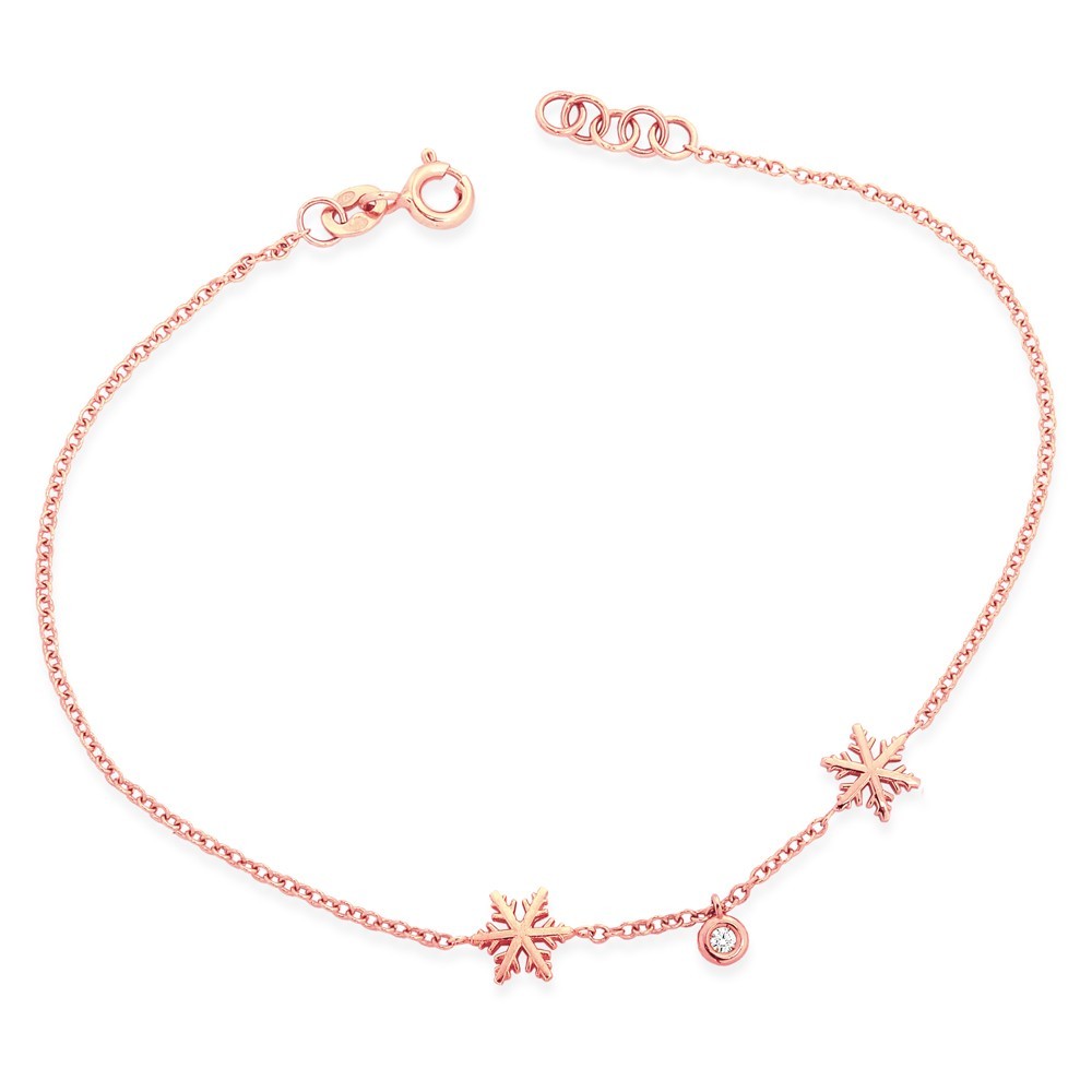 Bracelet Flocons d'Amour et Diamant 0.015ct en Or rose
