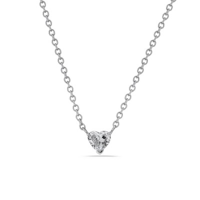 chaine + pendentif diamant en poire  0.17ct serti 3 griffes,  2 diamants sur la chaine (0.03ct)