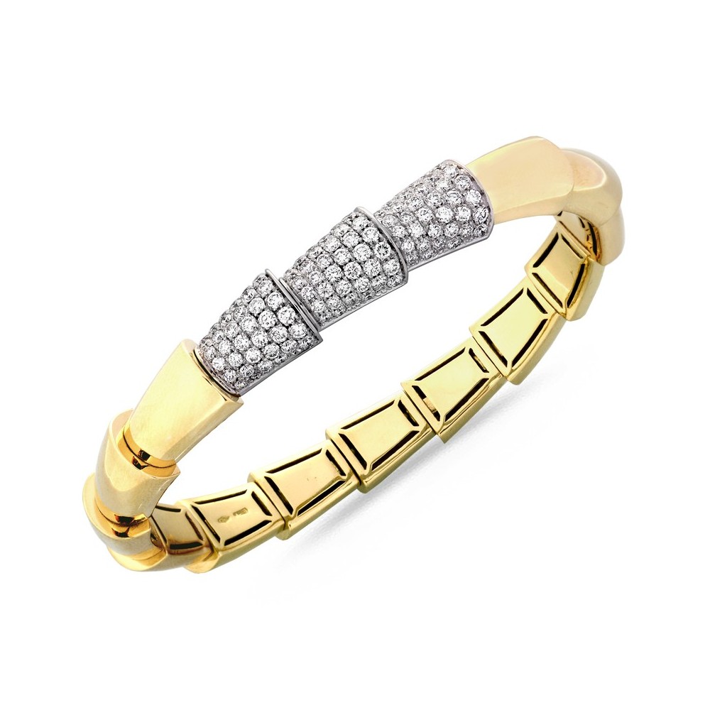 Bracelet SERPENT Diamants 0.79Ct Email Noire en Or Blanc 750 Mill.