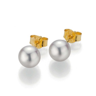 Boucles DOreilles Perles AKOYA Blanches 6.5/7mm Sur Or Jaune