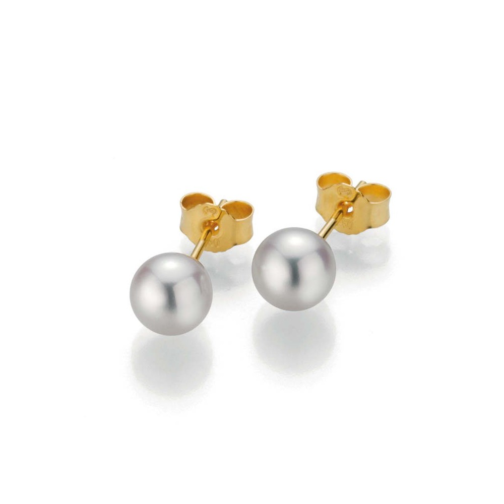 Boucles DOreilles Perles AKOYA Blanches 7.5/8mmSur Or Jaune
