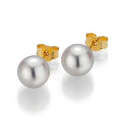 Boucles DOreilles Perles AKOYA Blanches 8.5/9mm Sur Or Jaune