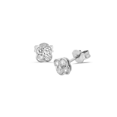 Boucles d'oreilles Diamants Collection Porte Bonheur en Or Blanc