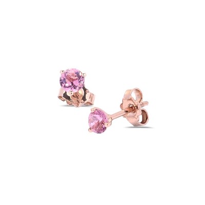 Boucles d'oreilles Tourmalines roses 0.50Ct Diamètre :  4mm  en Or Jaune