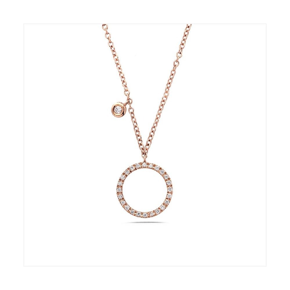 Collier Collection " La Délicatesse"en Or Rose avec Cercle Diamants 0.10ct