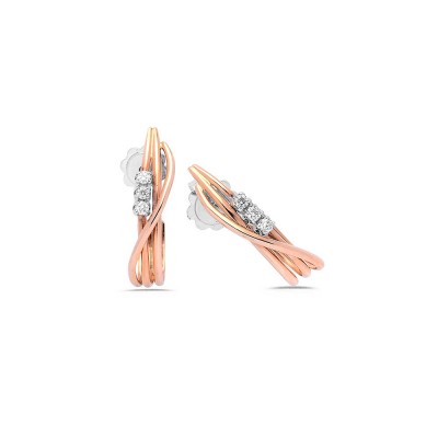 Boucles d'Oreilles bicolores en Or rose et blanc Diamants 0.13ct