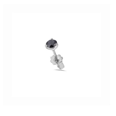 Boucle d'Oreille unique Diamant noir 0.28ct en Or blanc