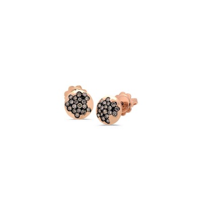 Boucles d'Oreilles Diamants brun 0.34ct en Or rose