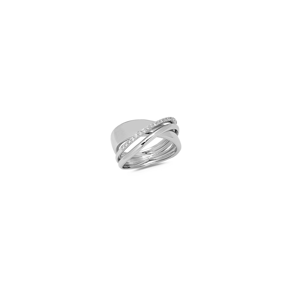 Bague Olympe Or Blanc Diamants 0.15ct Multi Fils - Taille disponible : 55