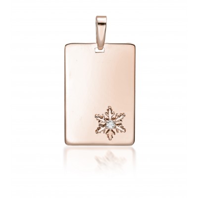 Pendentif Collection Flocon d'Amour plaque rectangulaire or rose 750Mill.